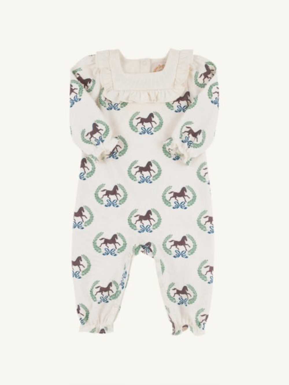 TBBC Darla Day Romper, Highland Horses with Palmetto Pearl, 12-18M